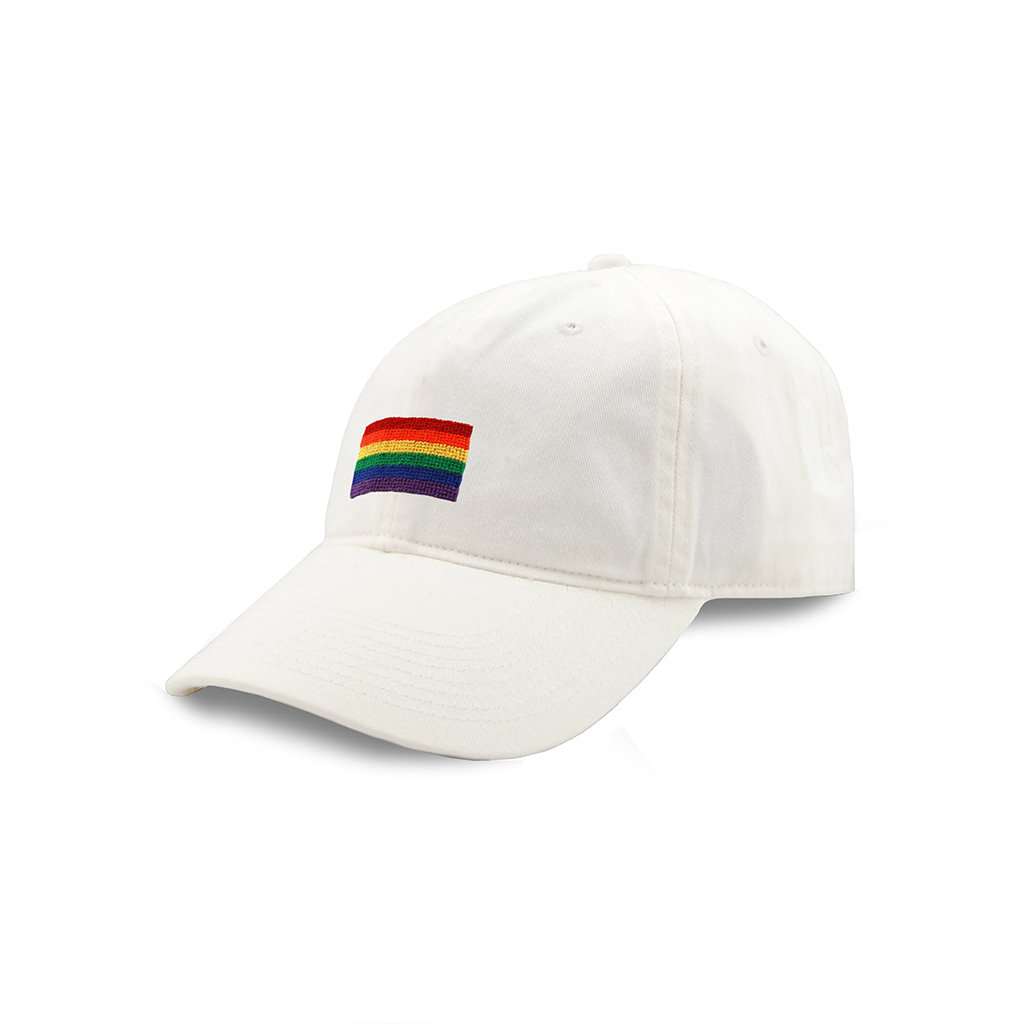 Rainbow Needlepoint Hat in White by Smathers & Branson - Country Club Prep