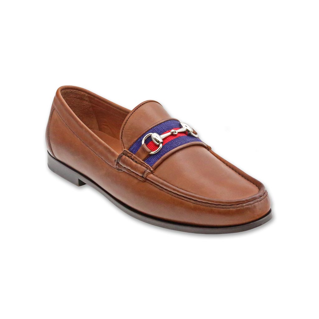 Navy & Red Surcingle Downing Bit Loafer by Smathers & Branson - Country Club Prep