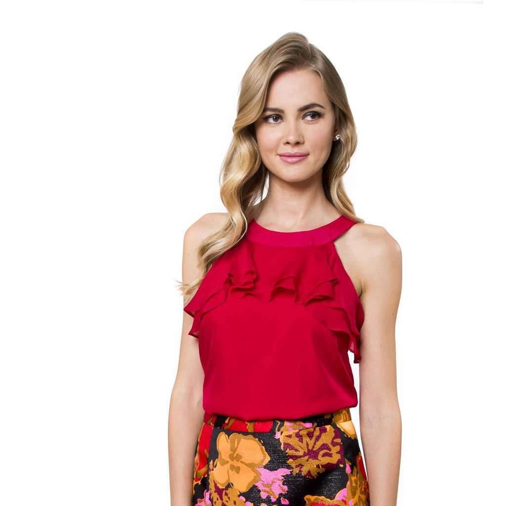 Rina Blouse in Cardinal Red by Julie Brown - Country Club Prep