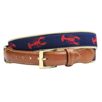Rock Lobster Leather Tab Belt in Navy by Country Club Prep - Country Club Prep