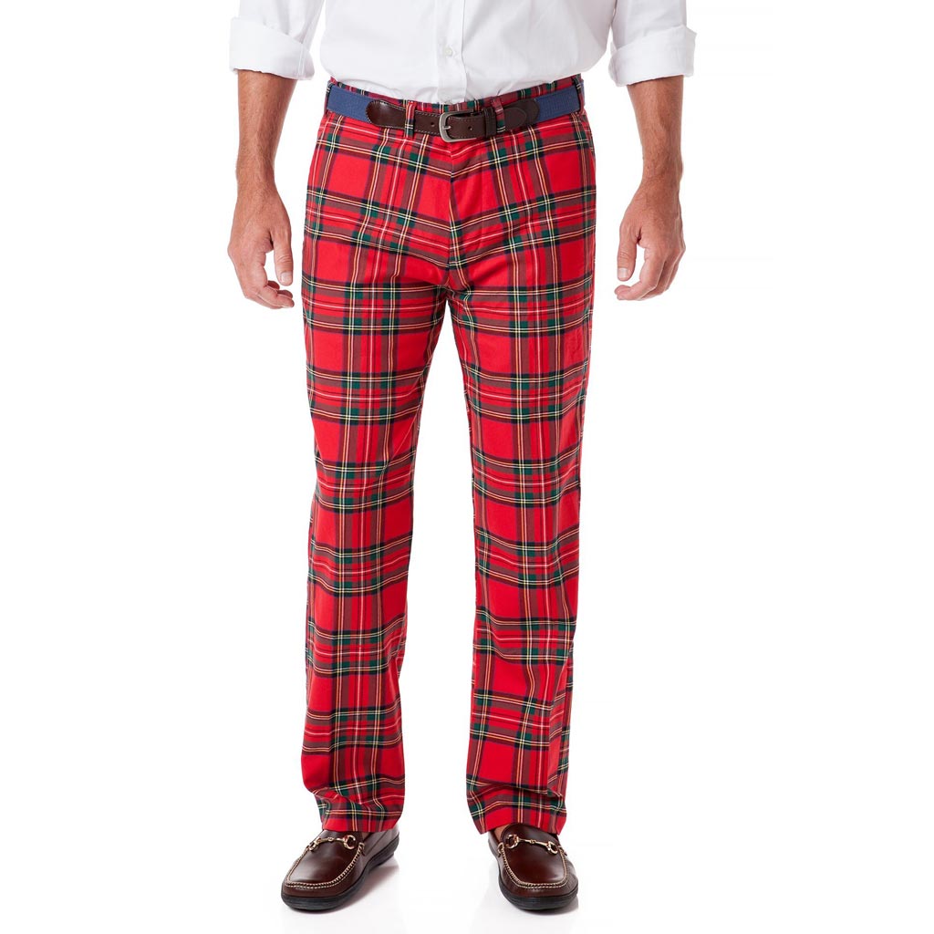 Stretch Twill Harbor Pant in Royal Stewart Tartan Plaid by Castaway Clothing - Country Club Prep