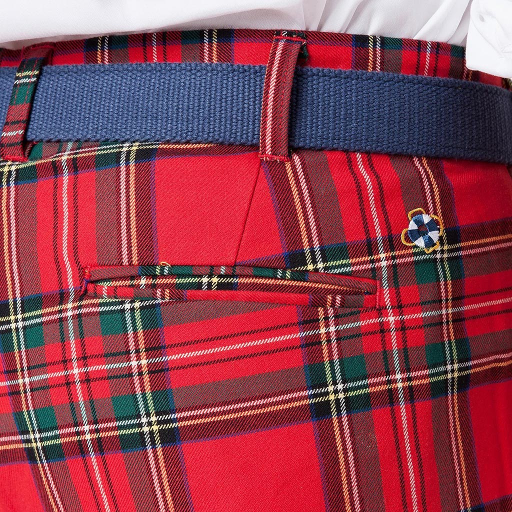 Stretch Twill Harbor Pant in Royal Stewart Tartan Plaid by Castaway Clothing - Country Club Prep