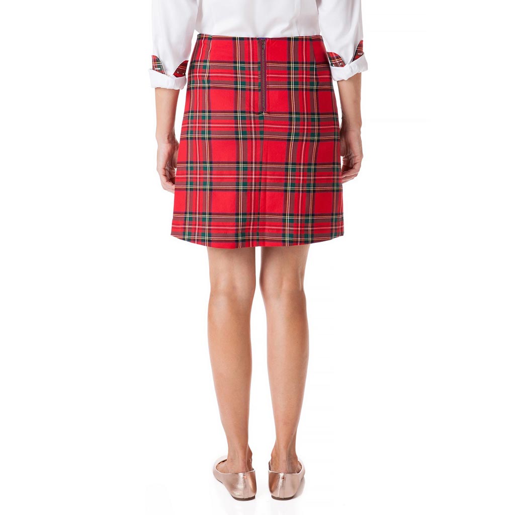 Stretch Twill Ali Skirt in Royal Stewart Plaid by Castaway Clothing - Country Club Prep