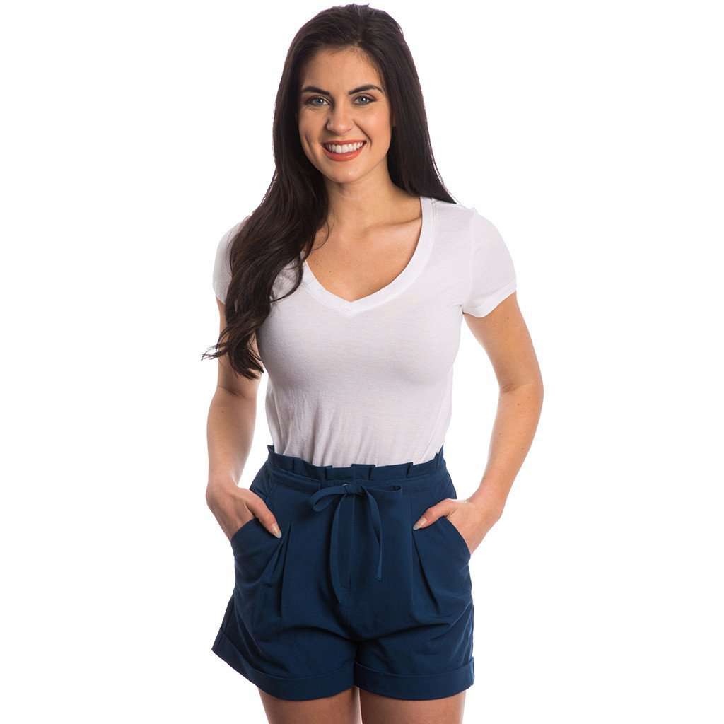 Ruffle Top Shorts in Navy by Lauren James - Country Club Prep