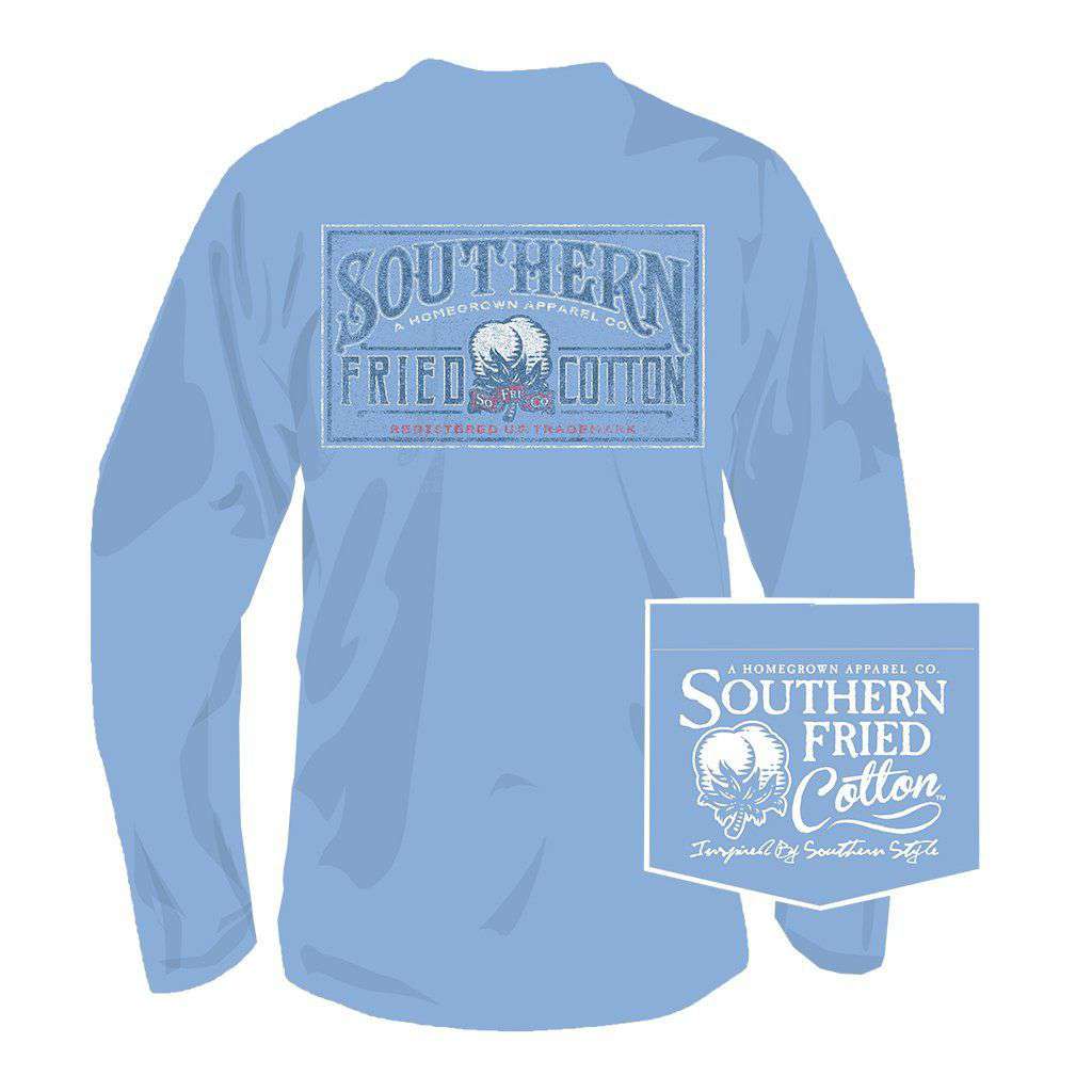Cotton Antiques Long Sleeve Tee in Faded Jeans by Southern Fried Cotton - Country Club Prep