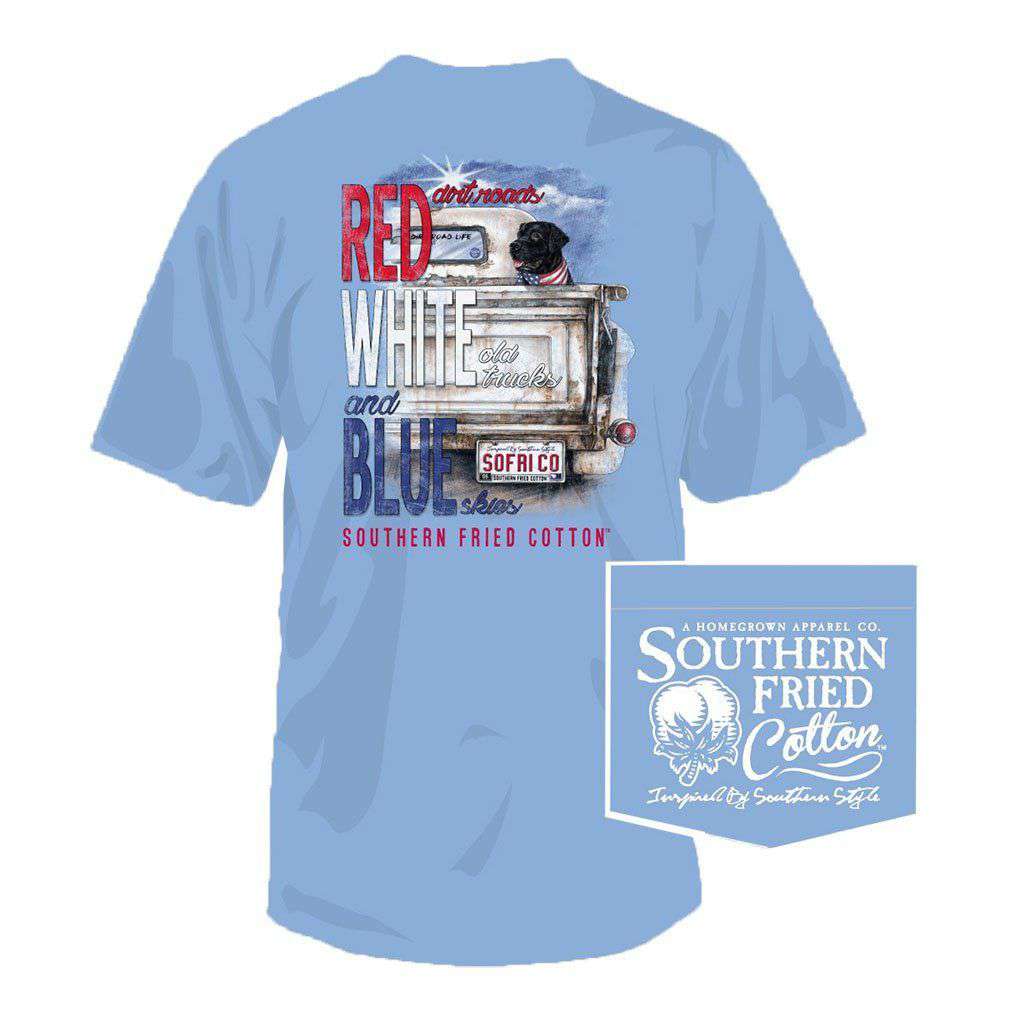 Dirt Roads Tee in Faded Jeans by Southern Fried Cotton - Country Club Prep