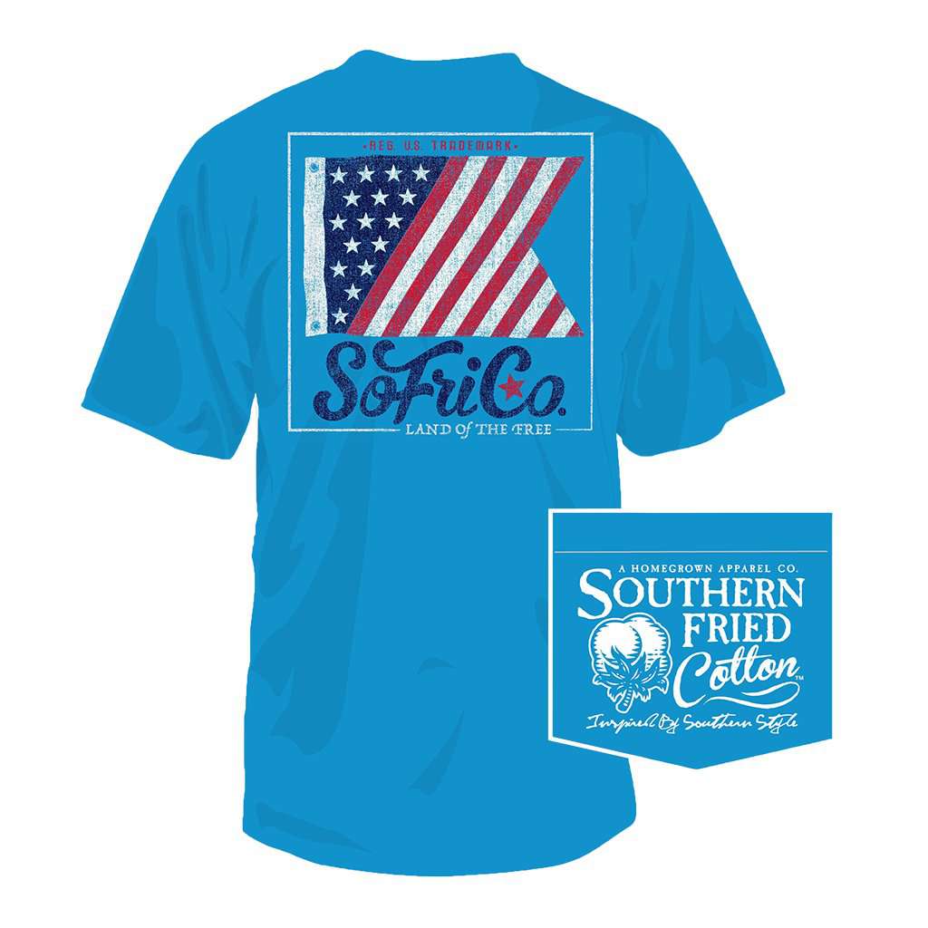 Land of the Free Tee in Snow Cone by Southern Fried Cotton - Country Club Prep