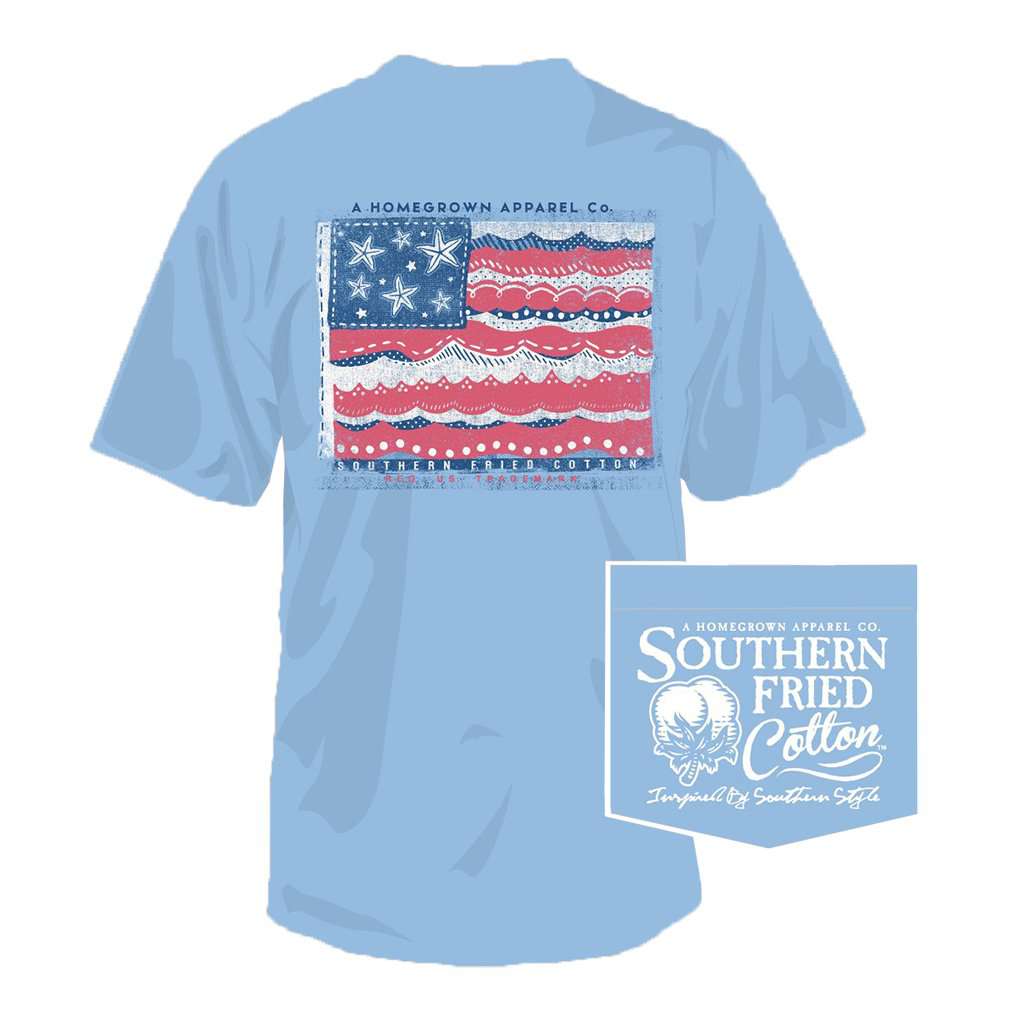 Woven by the Sea Tee in Faded Jeans by Southern Fried Cotton - Country Club Prep