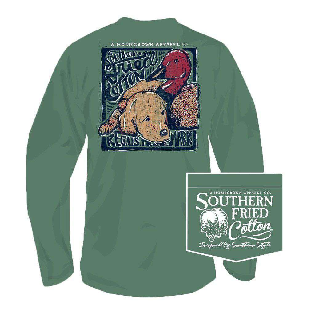 Dog Tired Long Sleeve Tee in Sea Grass by Southern Fried Cotton - Country Club Prep