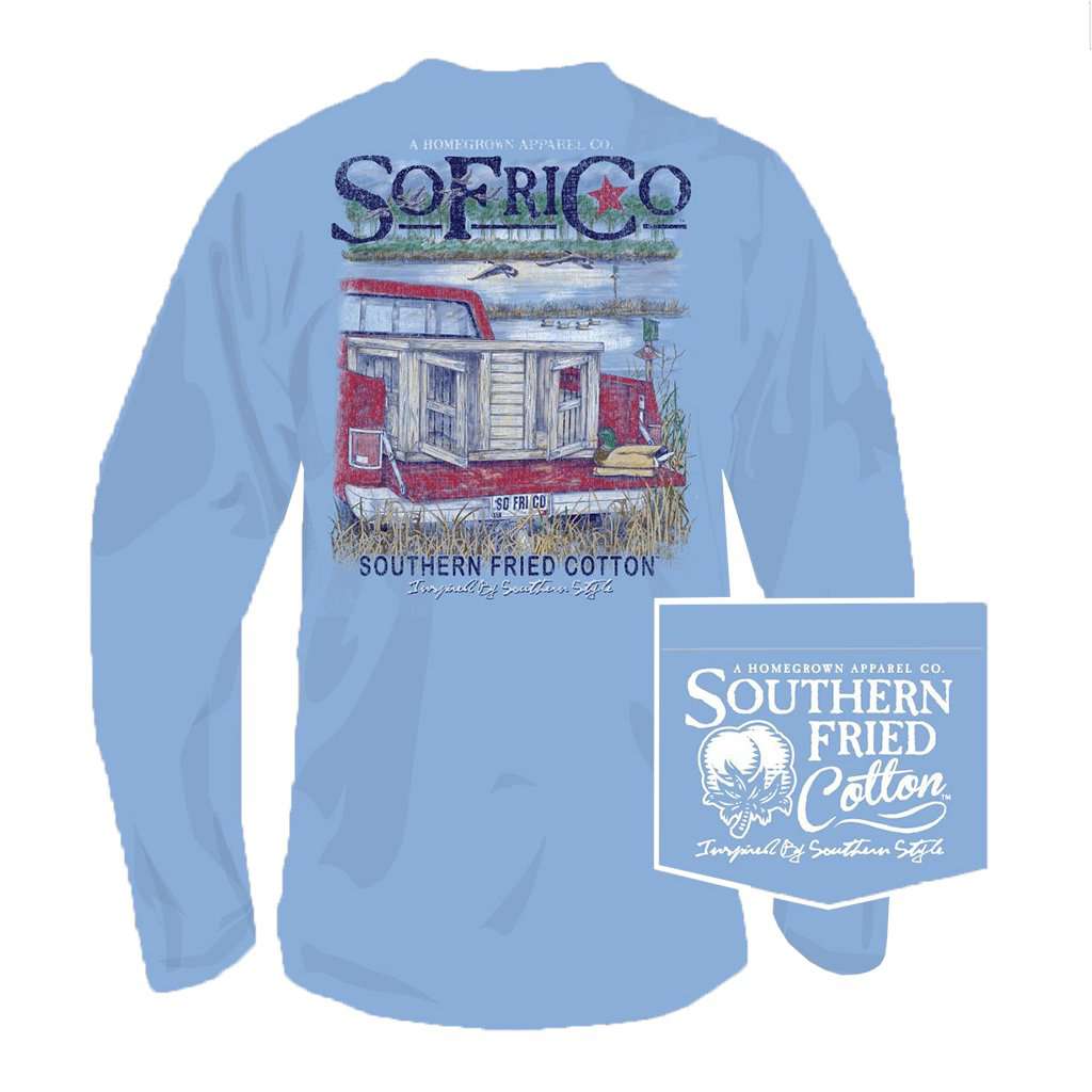 Out for the Hunt Long Sleeve Tee in Faded Jeans by Southern Fried Cotton - Country Club Prep