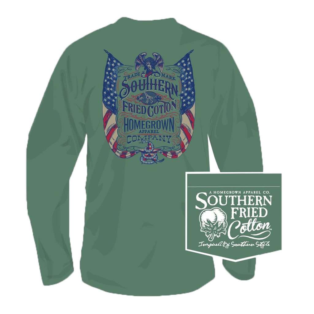 Live Free Long Sleeve Tee in Sea Grass by Southern Fried Cotton - Country Club Prep