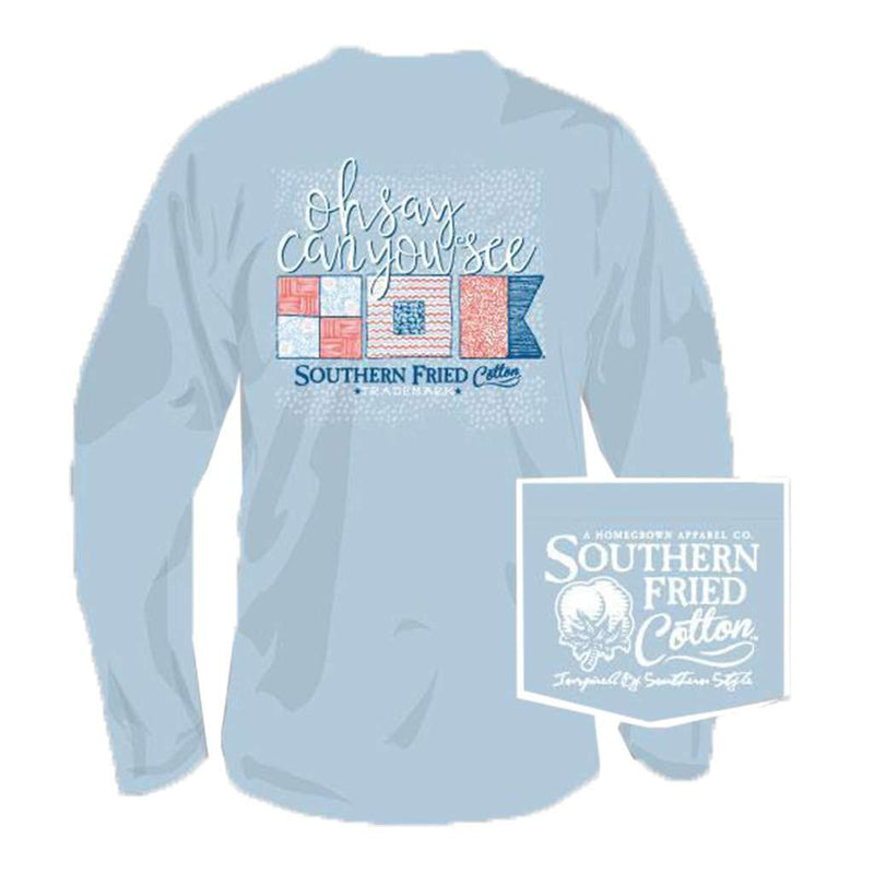 Oh Say USA Long Sleeve Tee in Southern Sky by Southern Fried Cotton - Country Club Prep