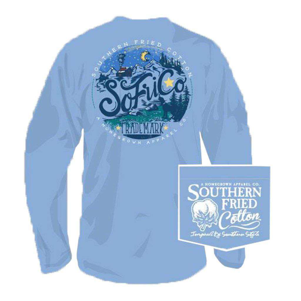 Adventure Awaits Long Sleeve Tee in Faded Jeans by Southern Fried Cotton - Country Club Prep