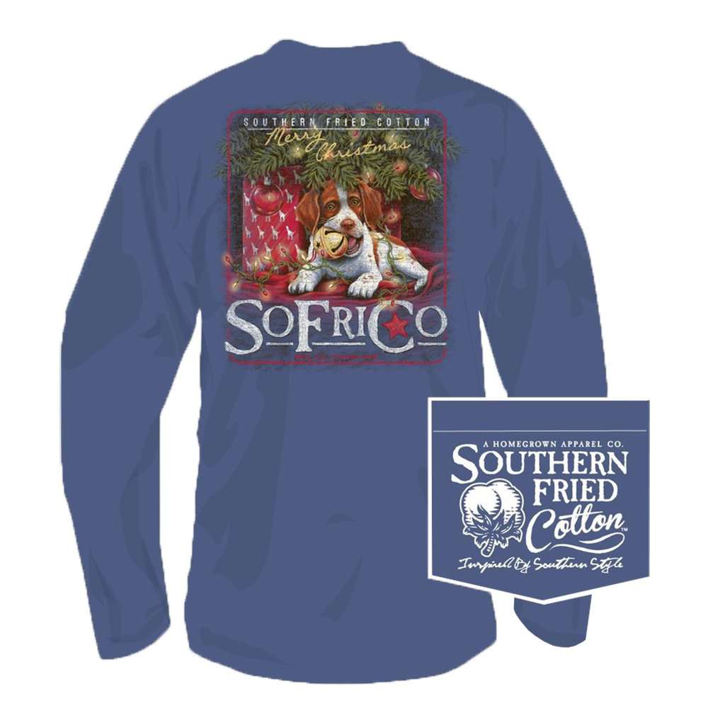 Waiting for Santa Long Sleeve Tee in Summer Shadow by Southern Fried Cotton - Country Club Prep