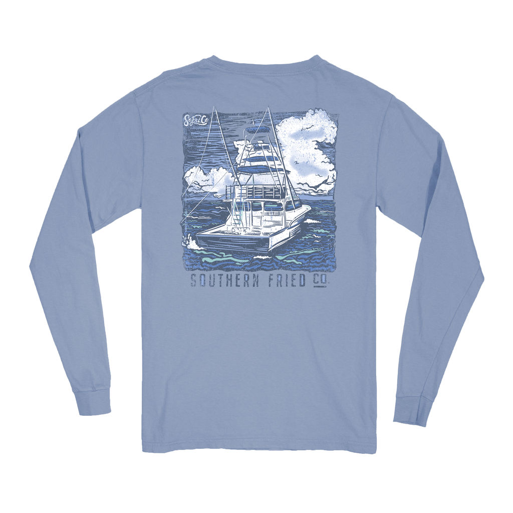 Deep Sea Long Sleeve Pocket Tee by Southern Fried Cotton - Country Club Prep