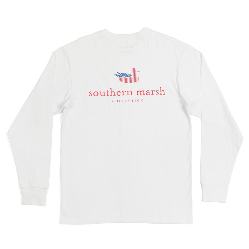 Long Sleeve Authentic Flag Tee in White by Southern Marsh - Country Club Prep