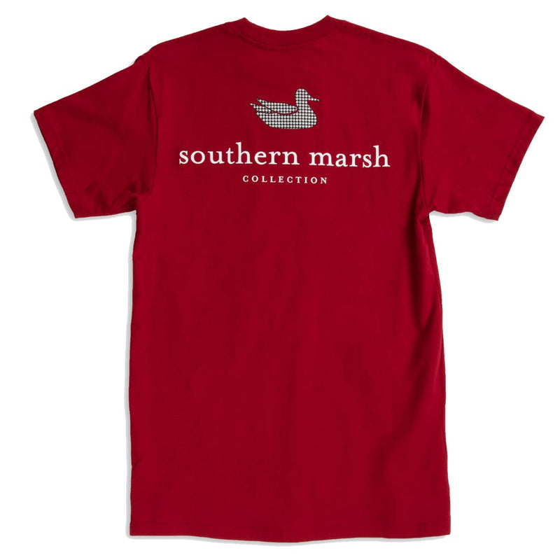 Authentic Collegiate Tee in Crimson with Houndstooth Duck by Southern Marsh - Country Club Prep