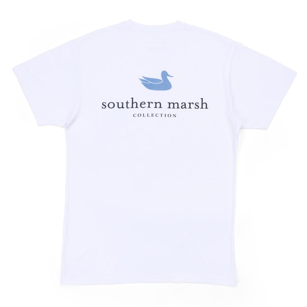 Authentic Collegiate Tee in White with Light Blue by Southern Marsh - Country Club Prep