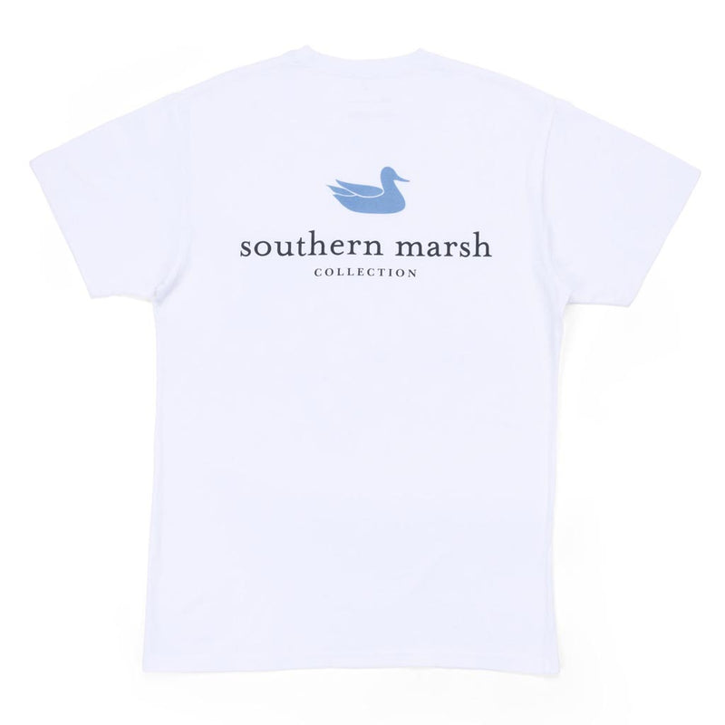 Authentic Collegiate Tee in White with Light Blue by Southern Marsh - Country Club Prep