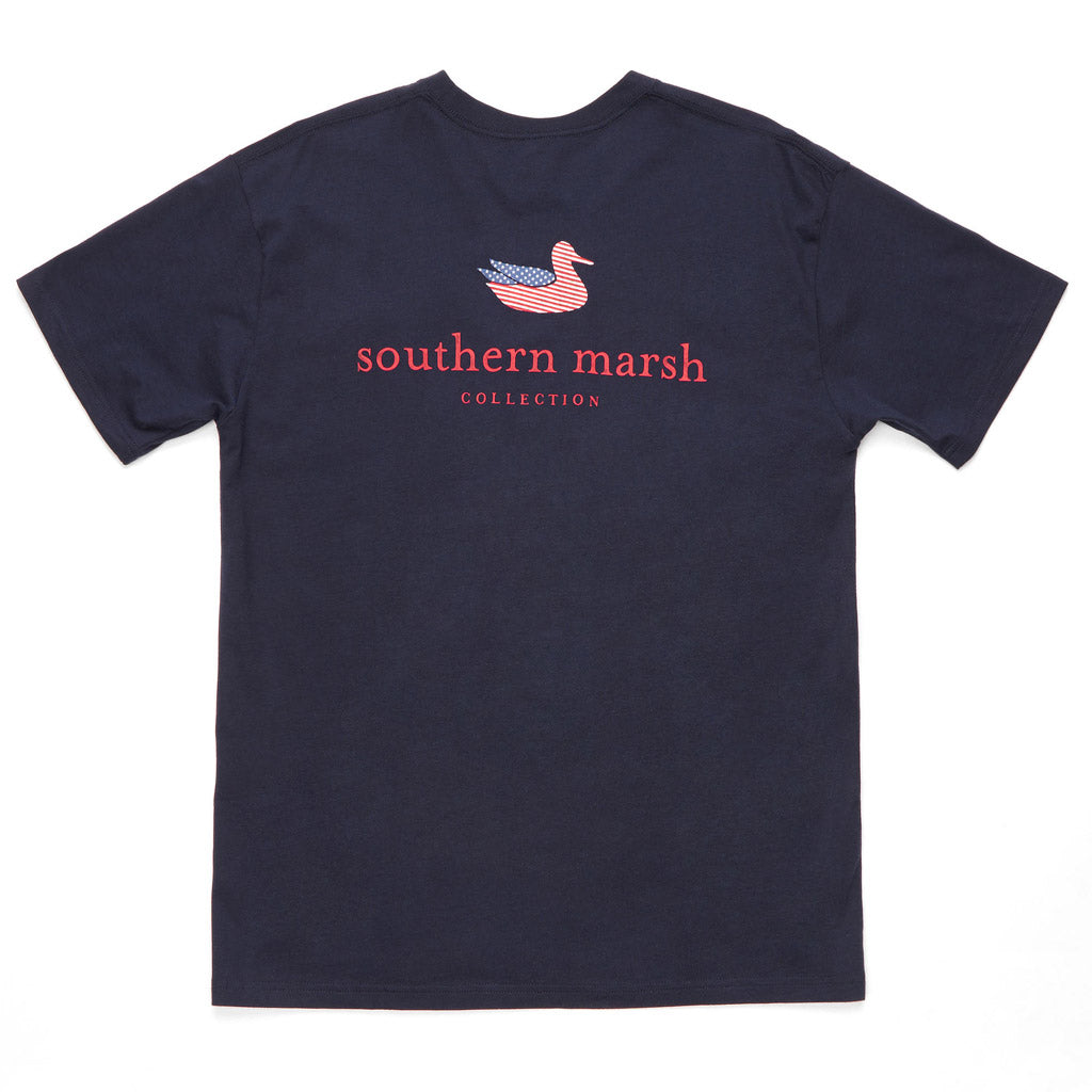 Authentic Flag Tee in Navy by Southern Marsh - Country Club Prep