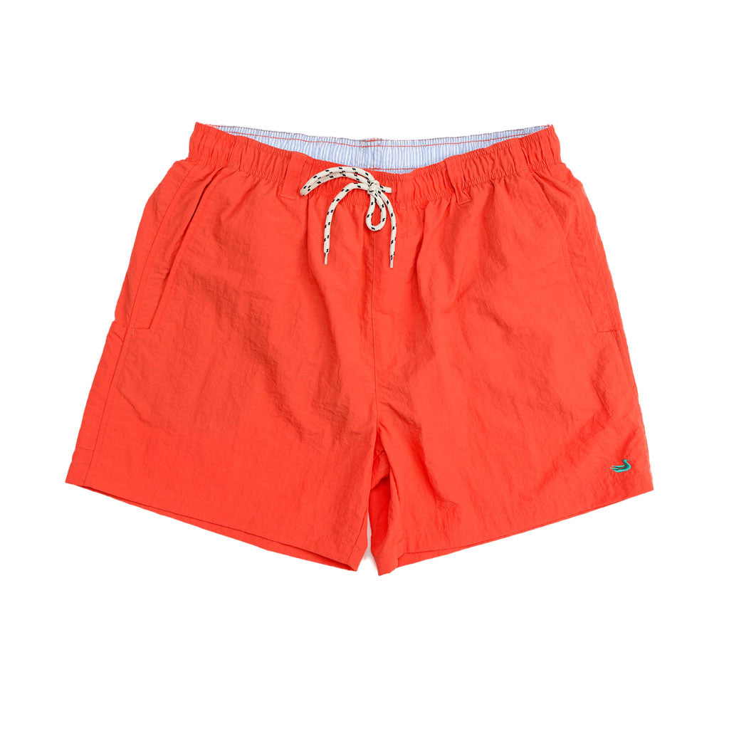 Dockside Swim Trunk in Neon Coral by Southern Marsh - Country Club Prep