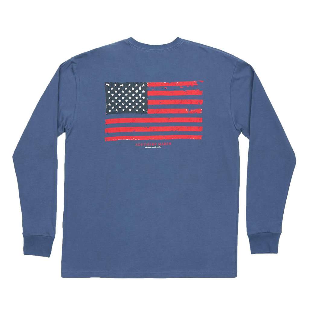 Long Sleeve Vintage Flag Tee by Southern Marsh - Country Club Prep