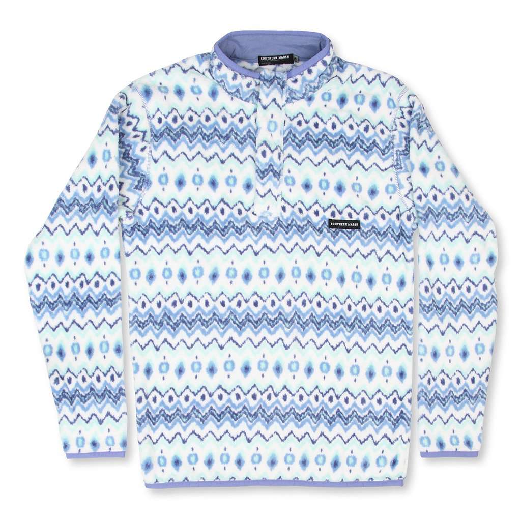 Tangier Ikat Fleece Pullover by Southern Marsh - Country Club Prep