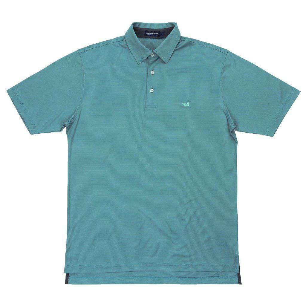 Bermuda Tucker Golf Polo in Gray and Teal by Southern Marsh - Country Club Prep