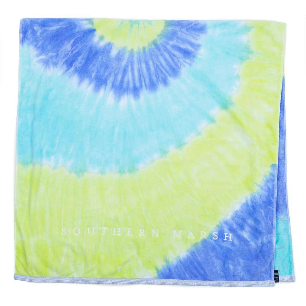 Tie Dye Beach Towel in Lilac Lime & Teal by Southern Marsh - Country Club Prep