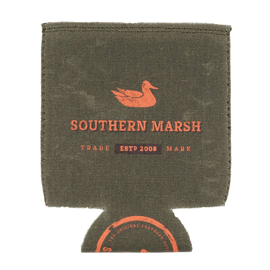 Waxed Cotton Drink Holder in Dark Green by Southern Marsh - Country Club Prep