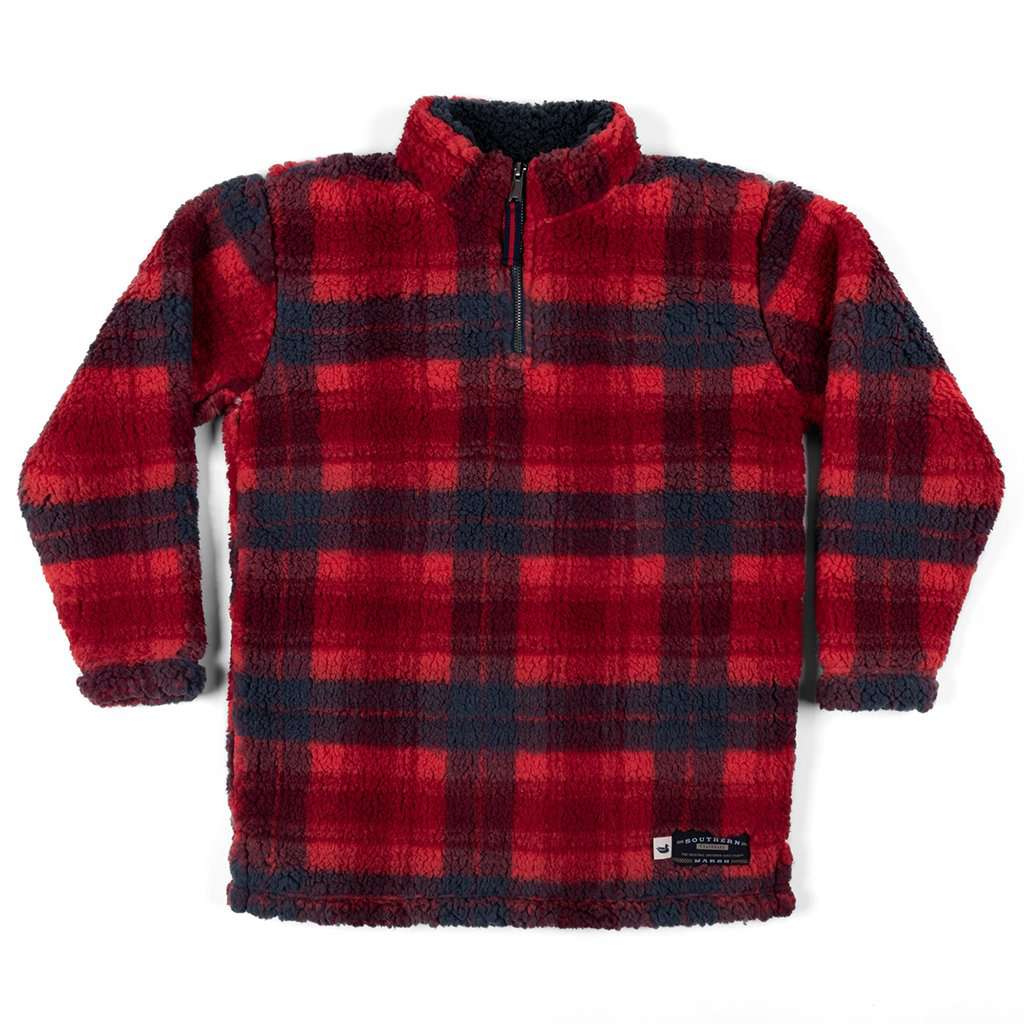 Youth Andover Plaid Sherpa Pullover by Southern Marsh - Country Club Prep