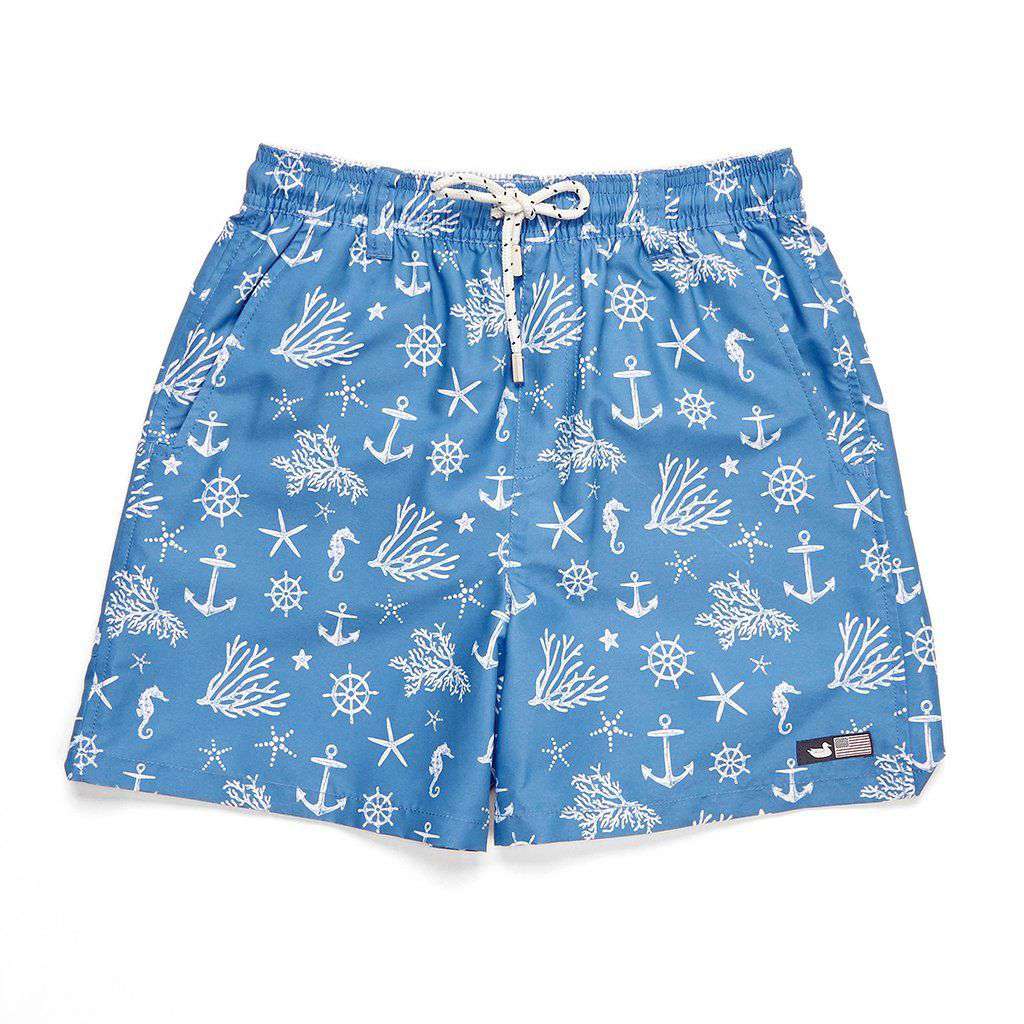 Boys' Anchors Dockside Swim Trunk by Southern Marsh - Country Club Prep