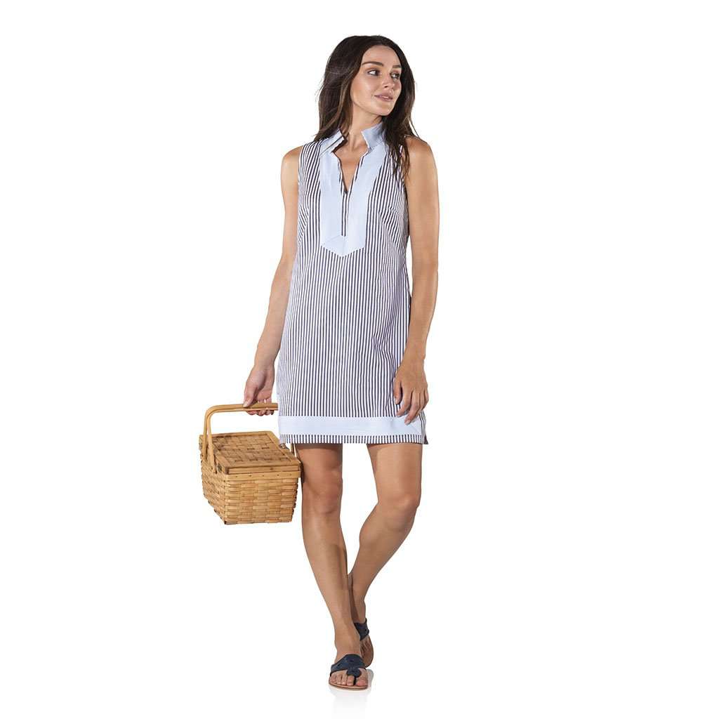 Stripe Shirting Sleeveless Tunic by Sail To Sable - Country Club Prep