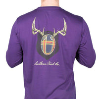 SPC Long Sleeve Plaid Antler Tee in Purple by Southern Point Co. - Country Club Prep