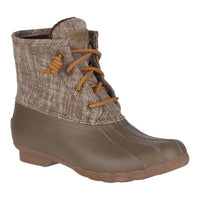 Women's Saltwater Heavy Linen Duck Boot in Olive by Sperry - Country Club Prep