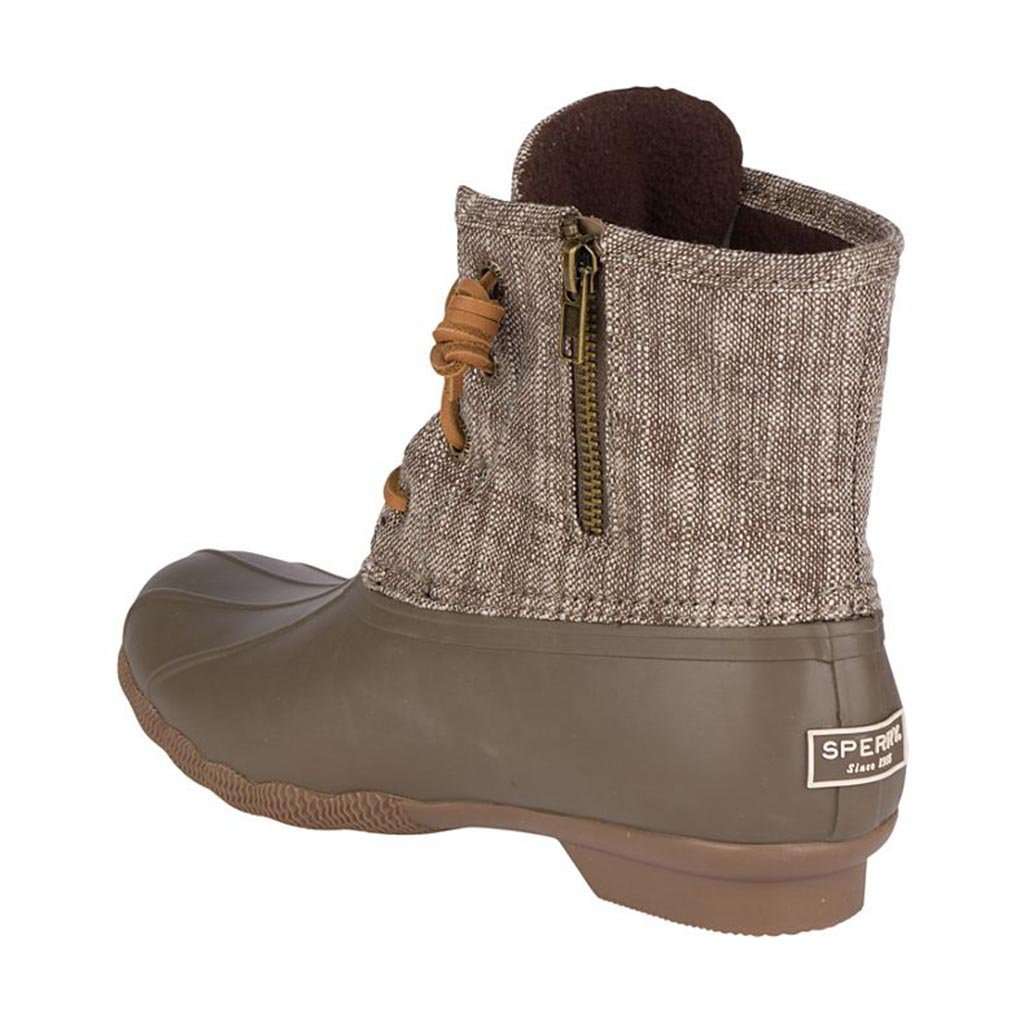 Women's Saltwater Heavy Linen Duck Boot in Olive by Sperry - Country Club Prep