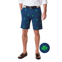 Stretch Twill Cisco Short with Shamrocks in Nantucket Navy by Castaway Clothing - Country Club Prep