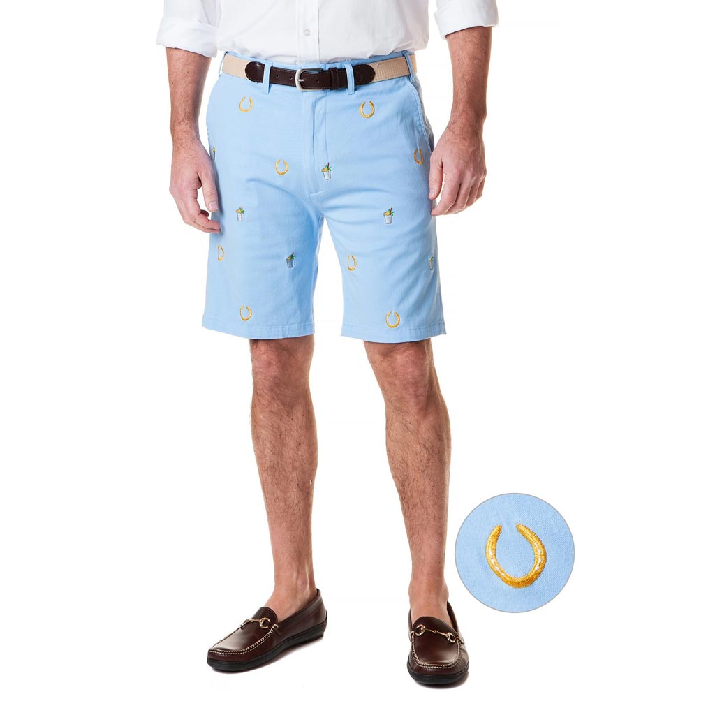 Stretch Twill Cisco Short with Lucky Mint Julep & Horse Shoe by Castaway Clothing - Country Club Prep