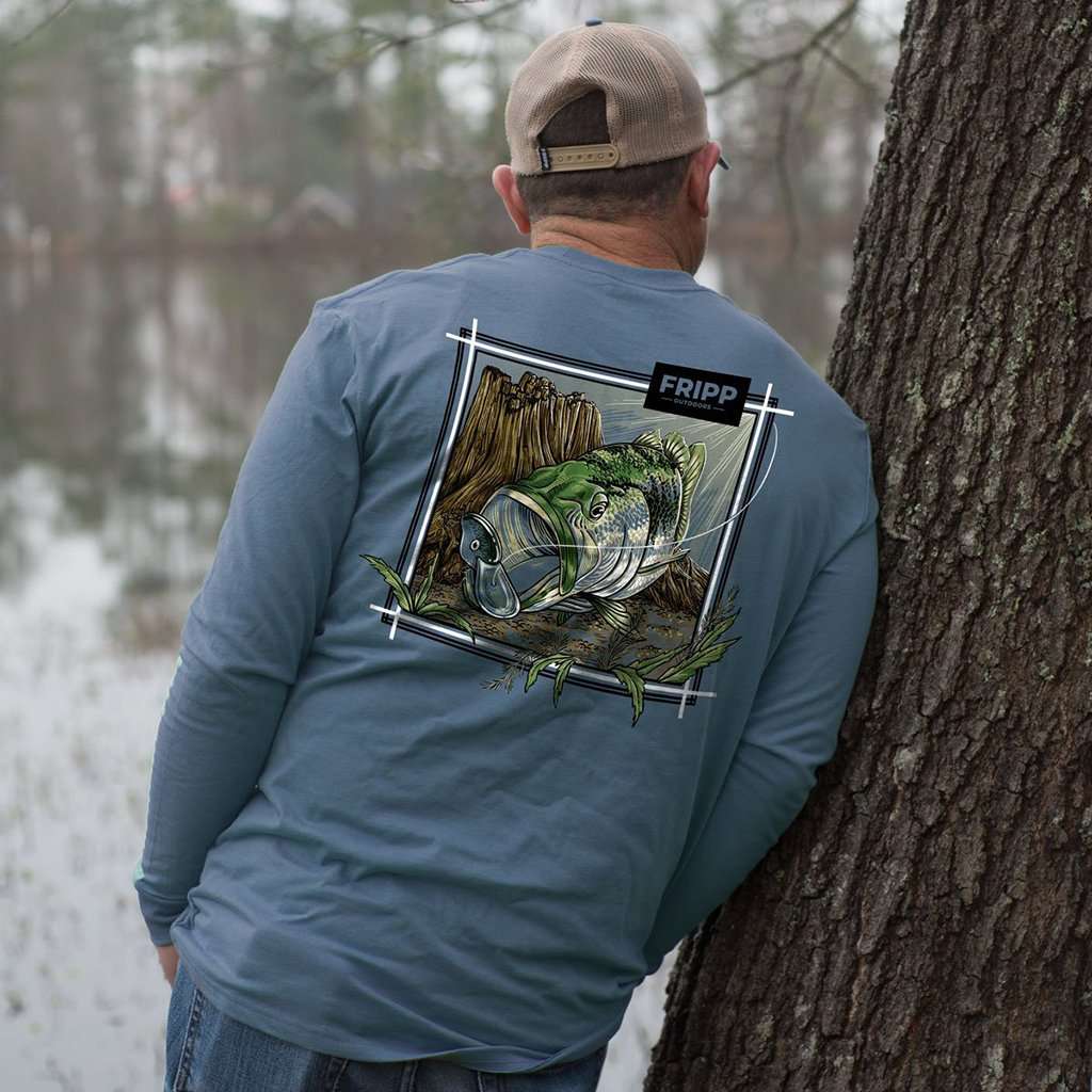 Large Mouth Bass Underwater Long Sleeve Tee by Fripp Outdoors - Country Club Prep