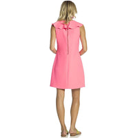 Poly Crepe Ruffle Neck Shift Dress in Hibiscus by Sail to Sable - Country Club Prep