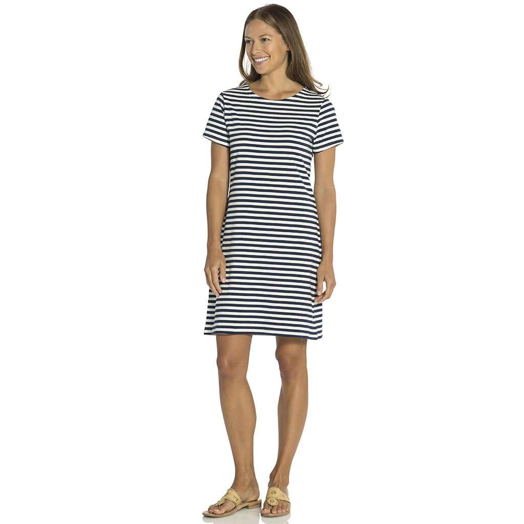 Sailor Stripe Short Sleeve Dress in Navy by Sail to Sable - Country Club Prep