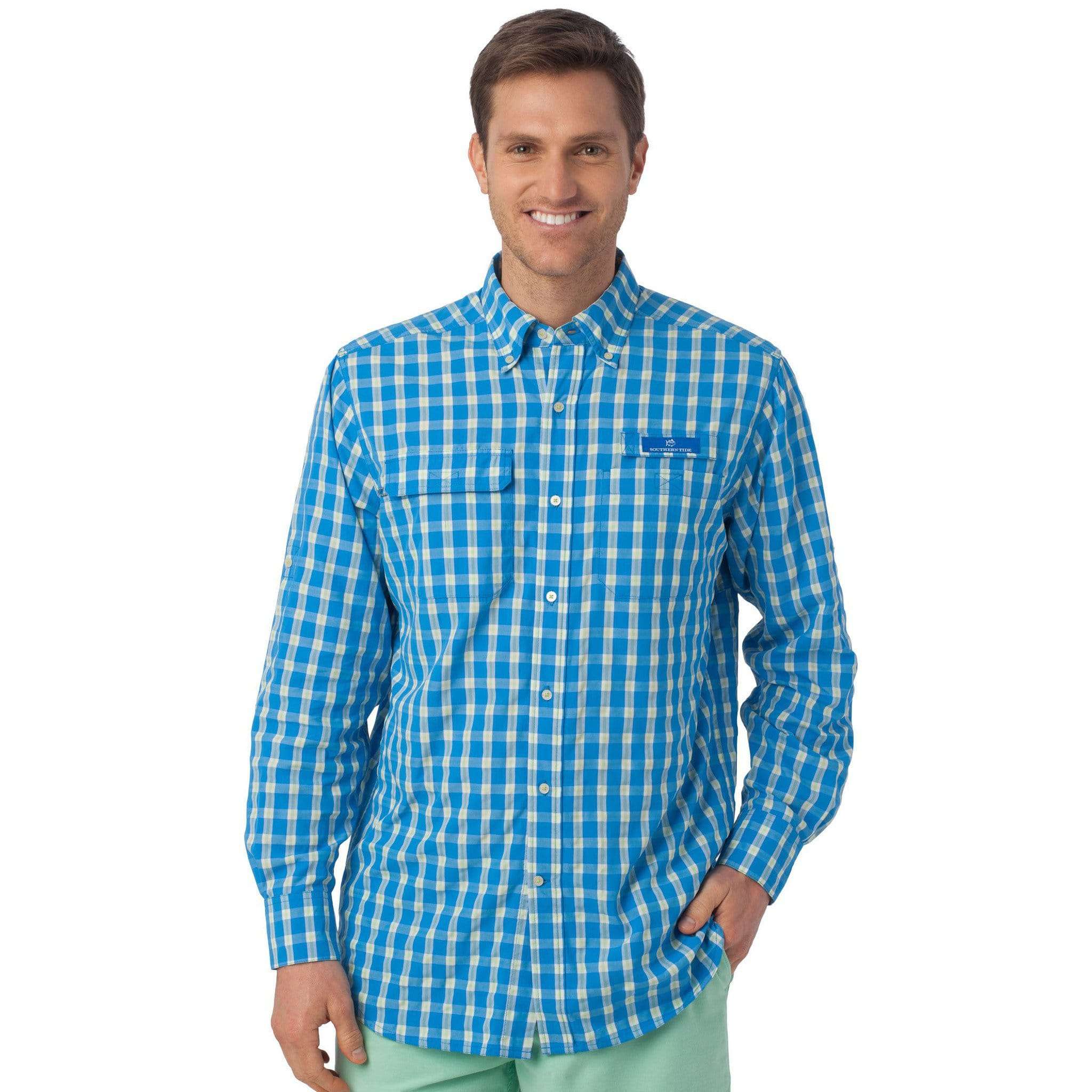 Sailfish Plaid Fishing Shirt in Blue Stream by Southern Tide - Country Club Prep
