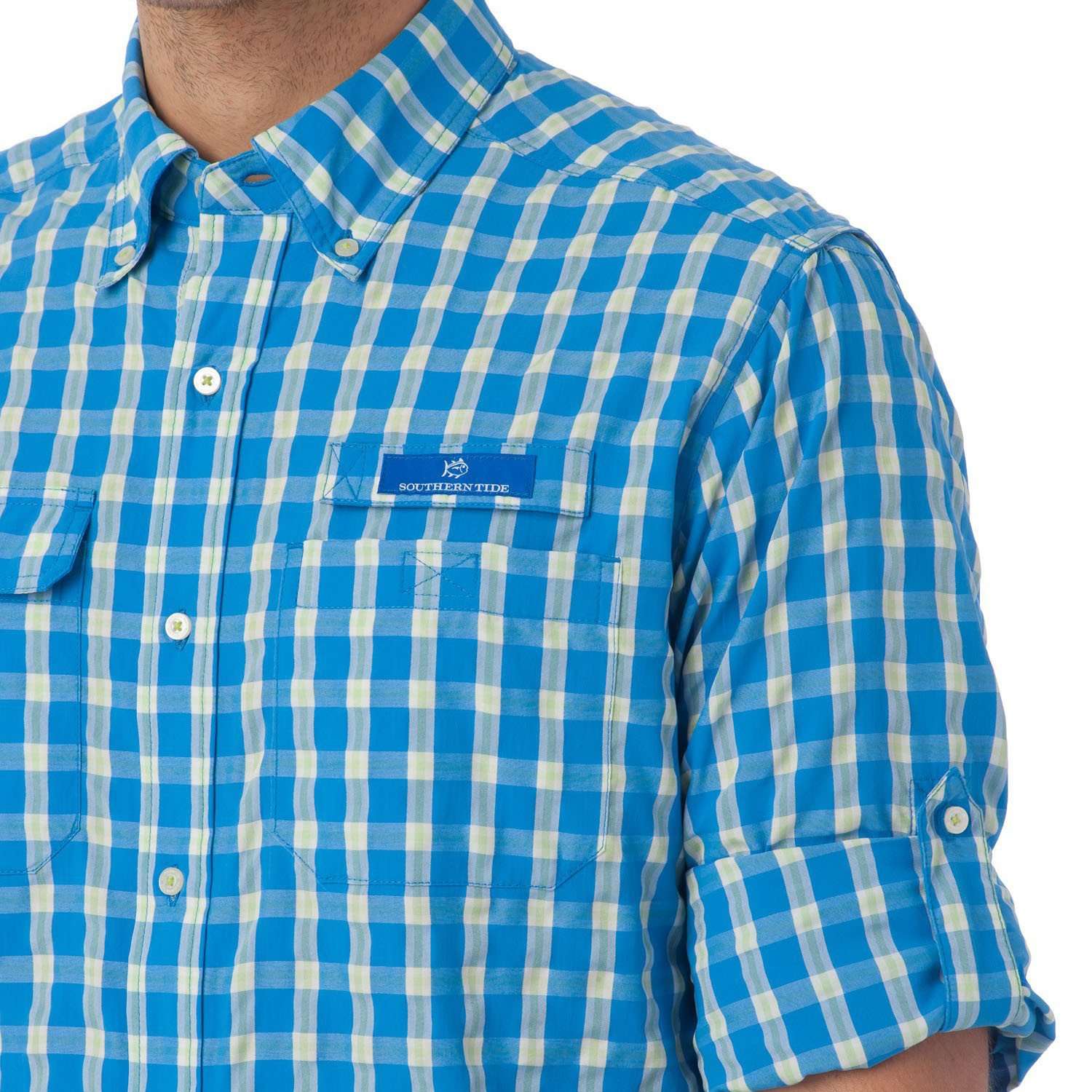 Sailfish Plaid Fishing Shirt in Blue Stream by Southern Tide - Country Club Prep
