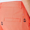 Stretch Twill Sailing Short with Embroidered Anchor in Coral by Castaway Clothing - Country Club Prep