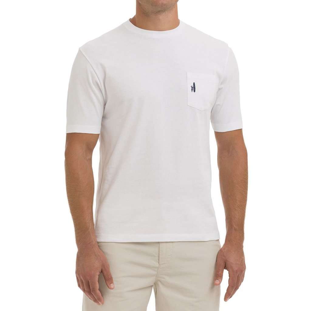 Sandy Pocket Tee Shirt in White by Johnnie-O - Country Club Prep