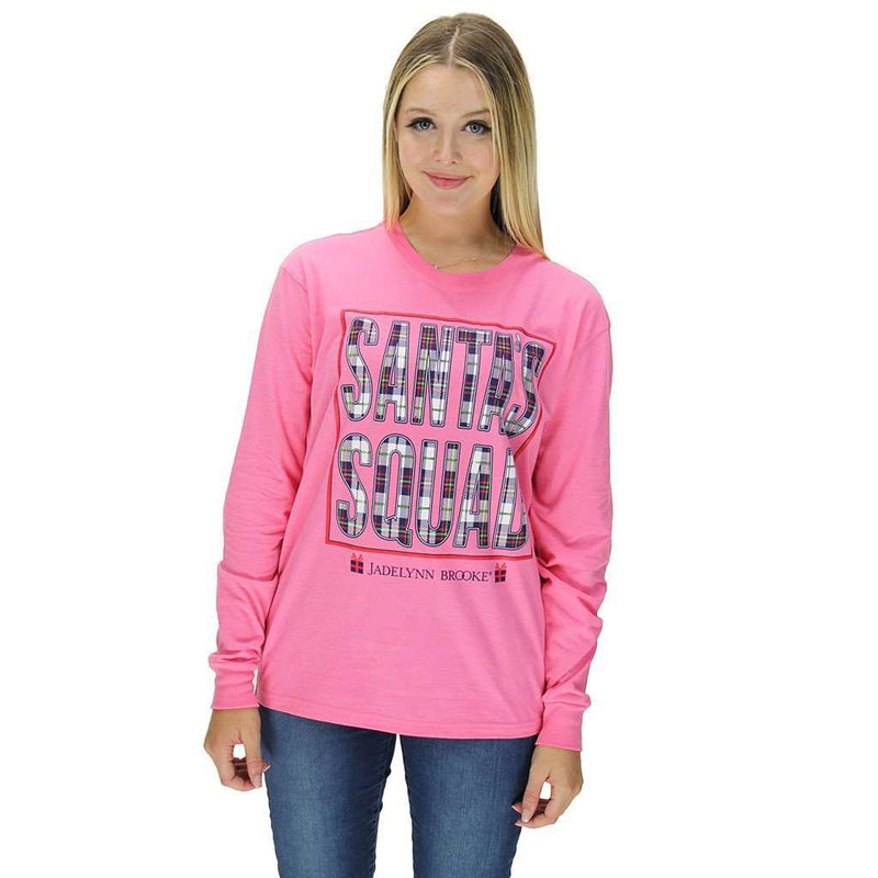 Santa's Squad Long Sleeve Tee in Pink Heather by Jadelynn Brooke - Country Club Prep