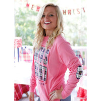 Santa's Squad Long Sleeve Tee in Pink Heather by Jadelynn Brooke - Country Club Prep