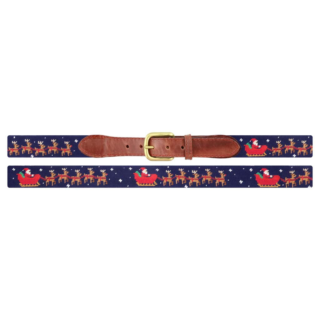 Santa's Sleigh Needlepoint Belt by Smathers & Branson – Country Club Prep