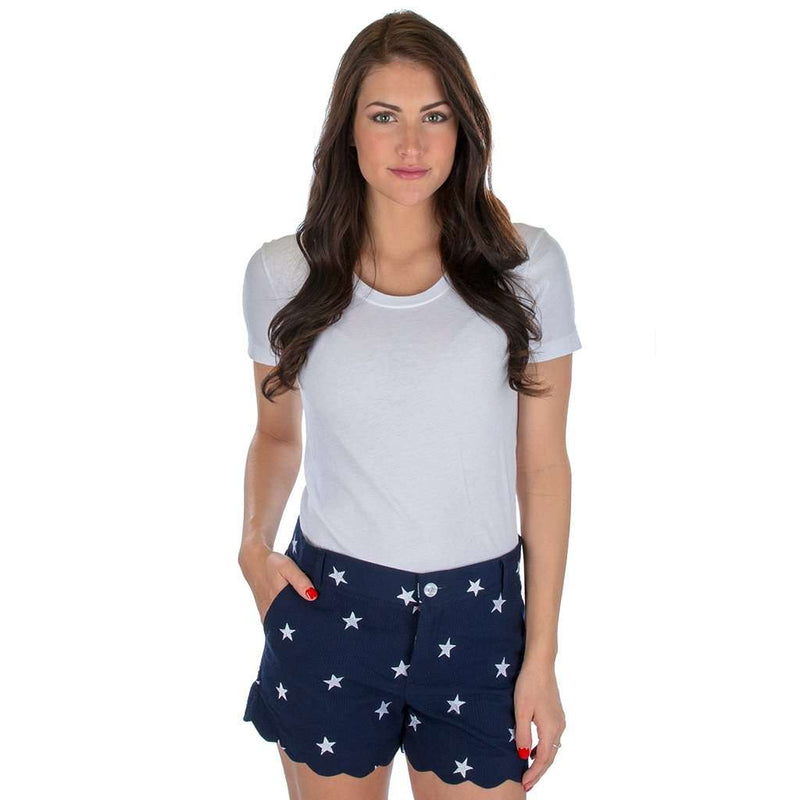 Navy Star Scallop Short in Navy by Lauren James - Country Club Prep