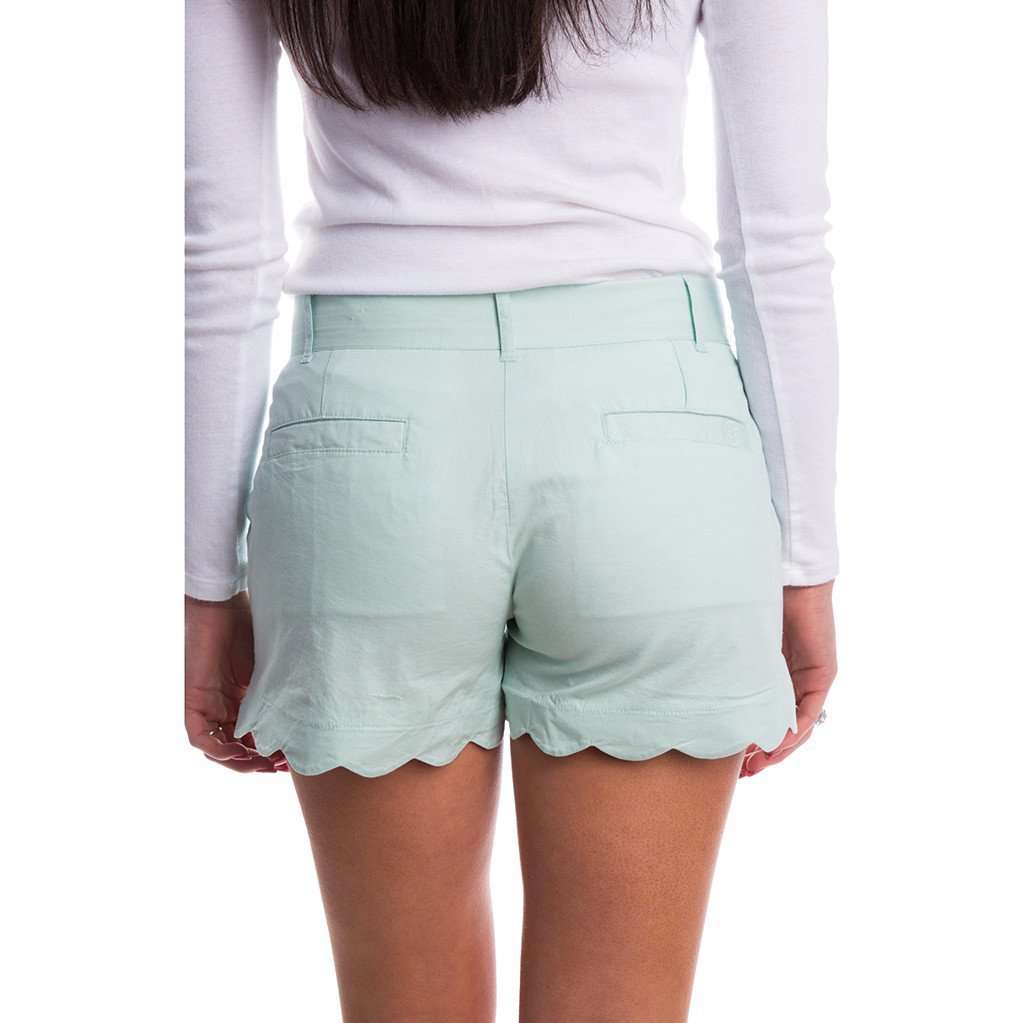 Scalloped Hem Poplin Short in Mint by Lauren James - Country Club Prep